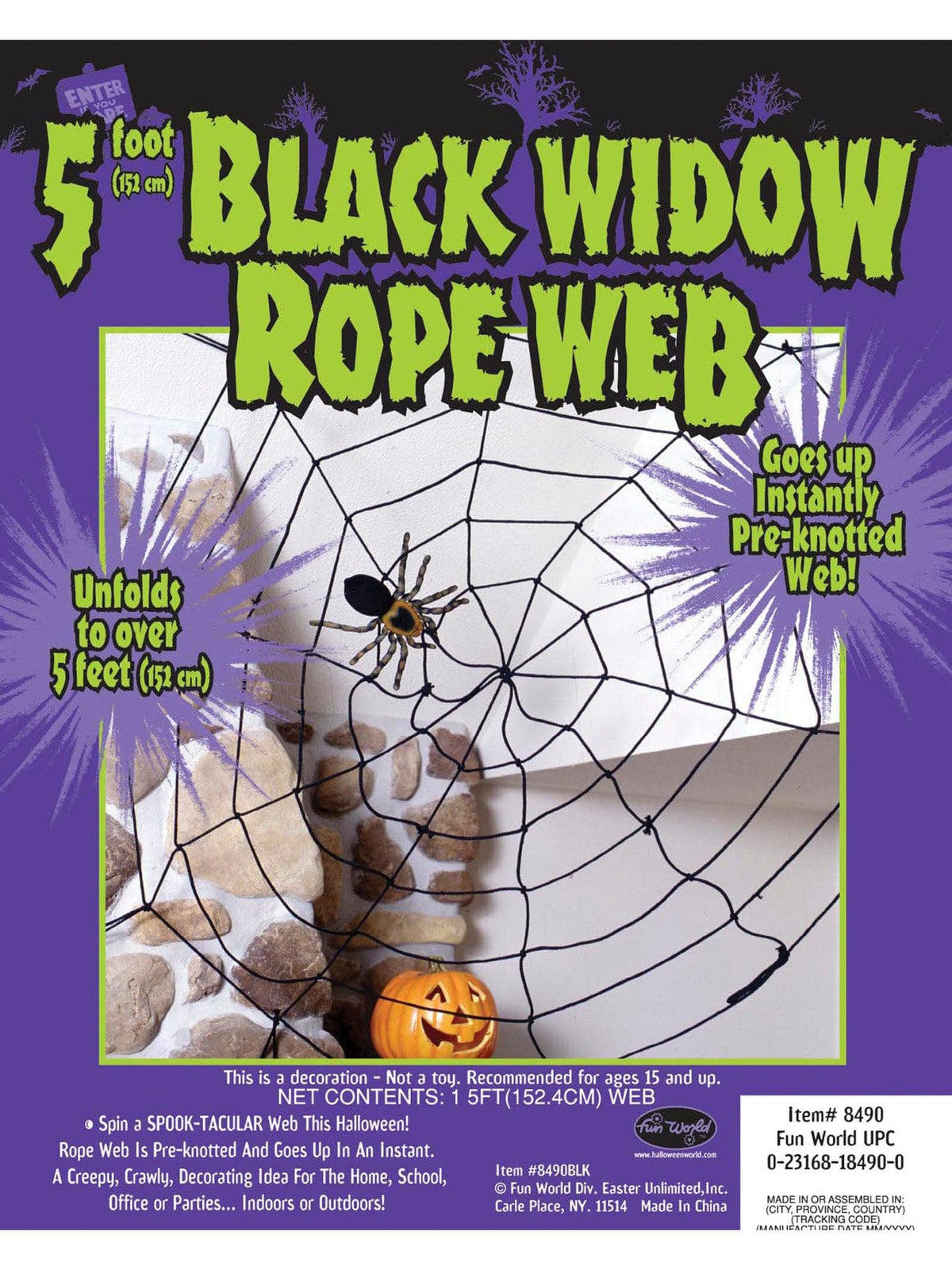 5' Rope Spider Web - Black