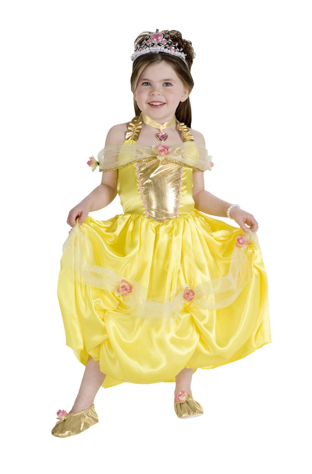 Girls Golden Princess Belle 5 Piece Dress Up Set