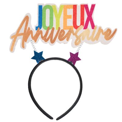 Black Headband "Joyeux Anniversaire" Multicolor