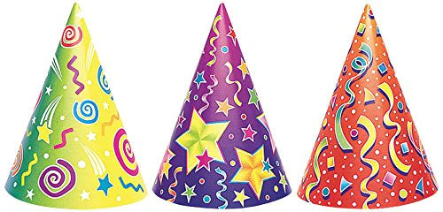 Assortiment de chapeaux d'anniversaire Kaléidoscope - Lot de 6