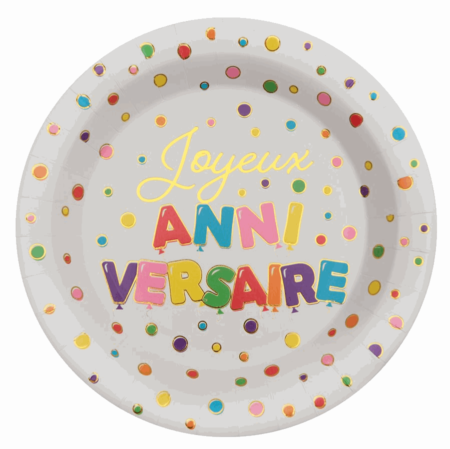 Assiette Anniversaire ballon Multicolore