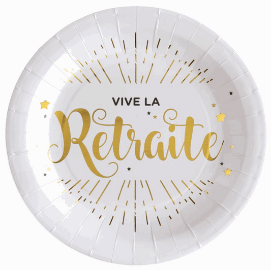 Assiette vive la retraite Blanc