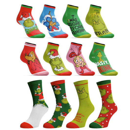 8 chaussettes montantes et 4 chaussettes mi-mollet (12 paires) - Le Grinch