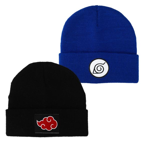 Akatsuki Red Cloud/Hidden Leaf Village Combo Beanie - Naruto