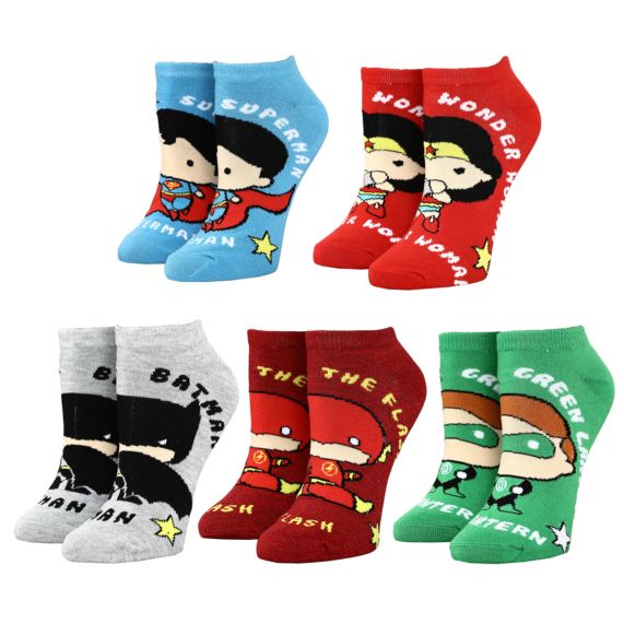 Chibi Juniors Ankle Socks (5 Pairs) - Justice League