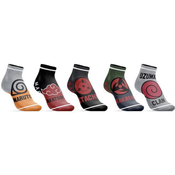 Colorblock Ankle Socks (5 Pairs) - Naruto