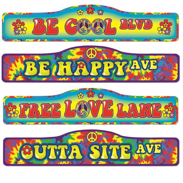 Hippie Decor - Street Signs -4 Piece Set