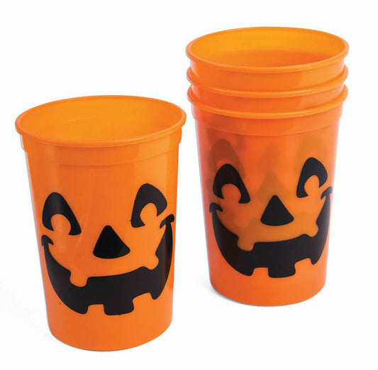 Plastic Pumpkin Cups - 4 Pieces