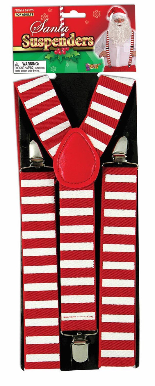 Santa Suspenders - Red And White