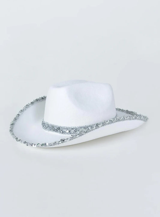 White Felt & Sequin Western Hat Sherman