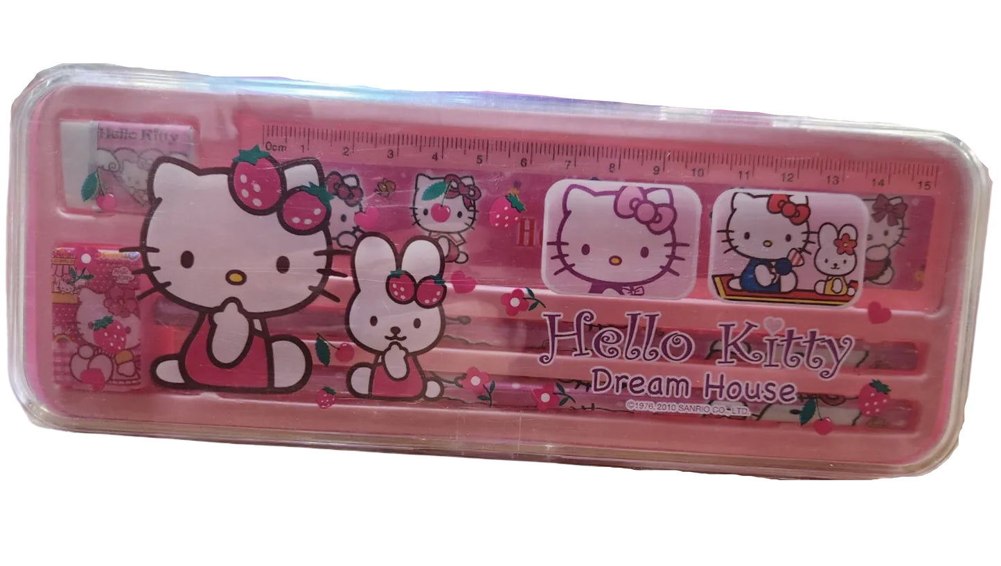 Hello Kitty Hard Plastic Pencil Case & Set