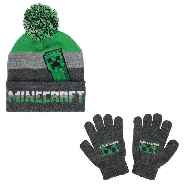 Creeper Tuque And Gloves Striped - Minecraft