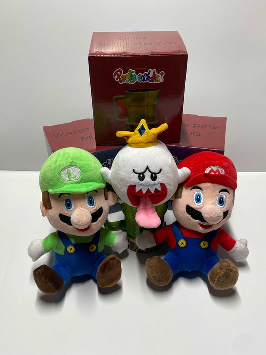 Combo Tasse et Peluche de King Boo, Mario et Luigi Assis