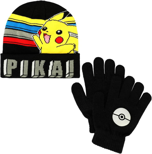 Pikachu Tuque And Gloves Striped - Pokemon