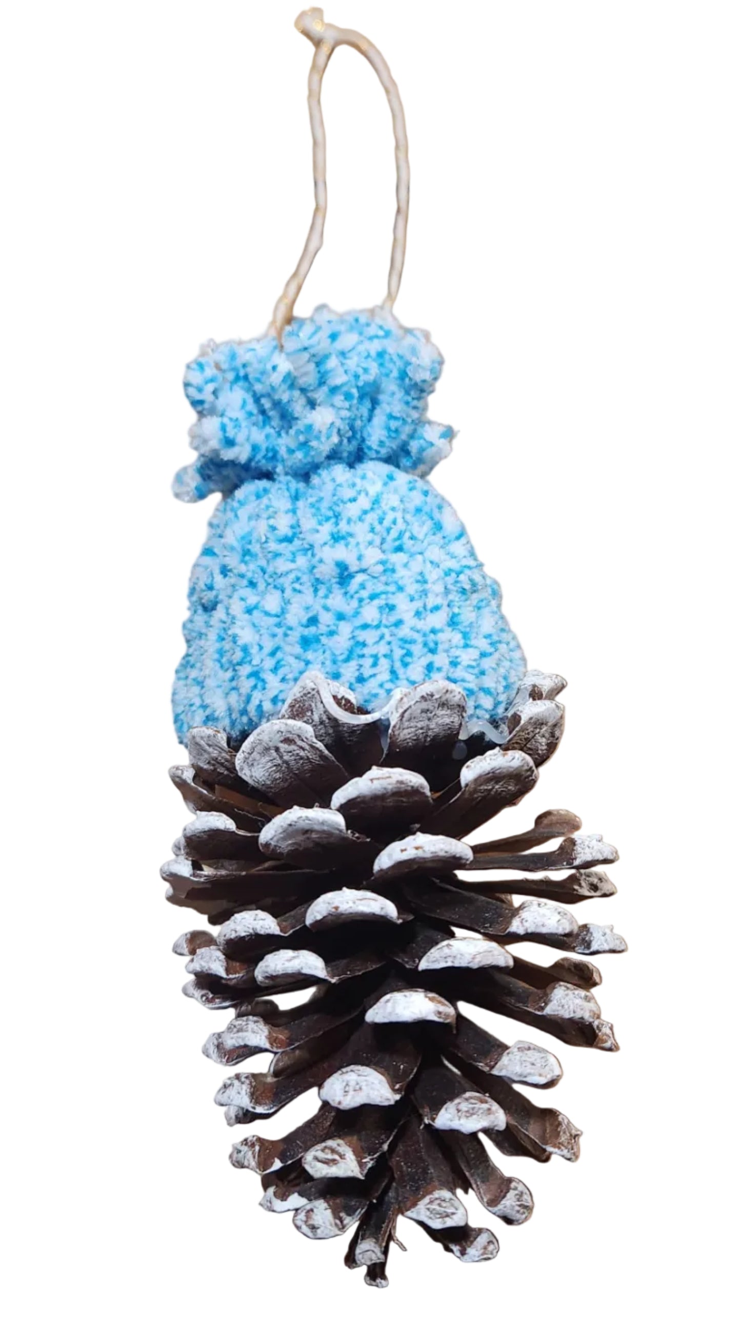 Pinecone With Wool Beanie Ornament