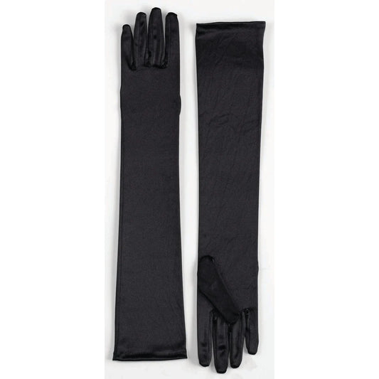 Long Satin Dress Gloves - Black