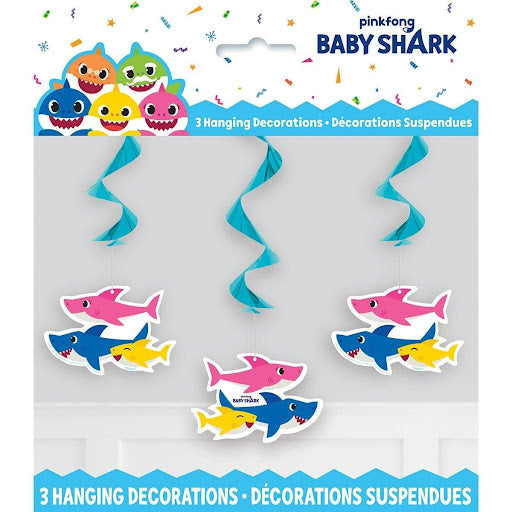 Baby Shark Hanging Swirl Decoration - 3 Piece Pack