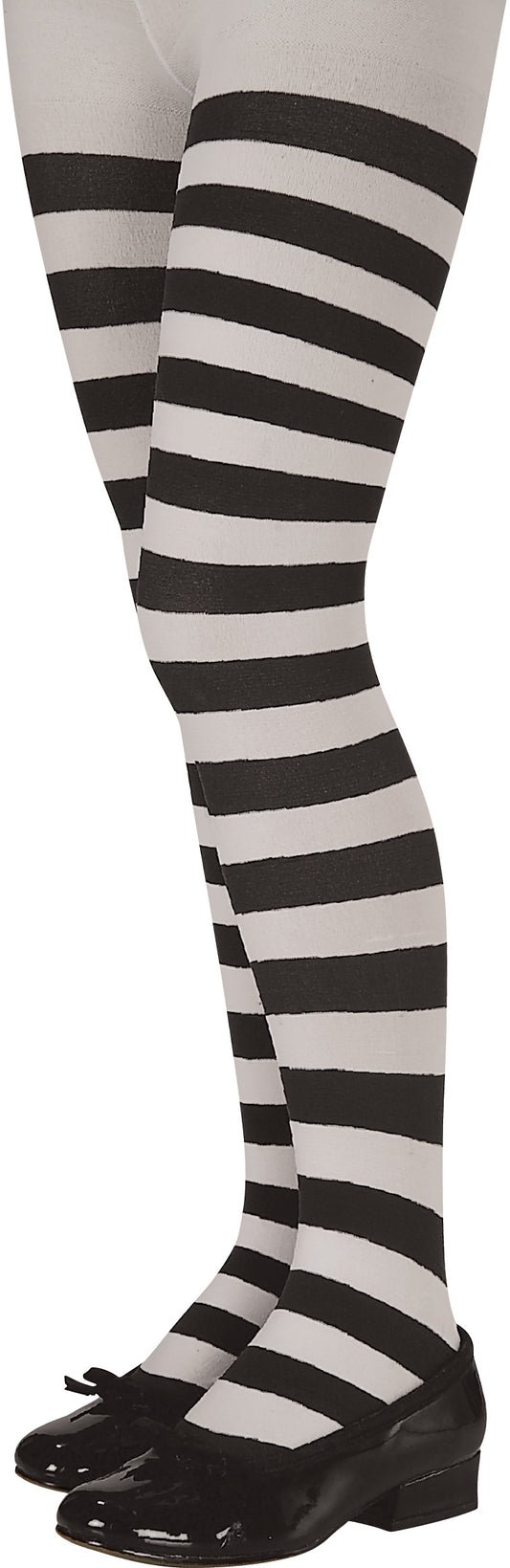 Black/White Striped Child Tights